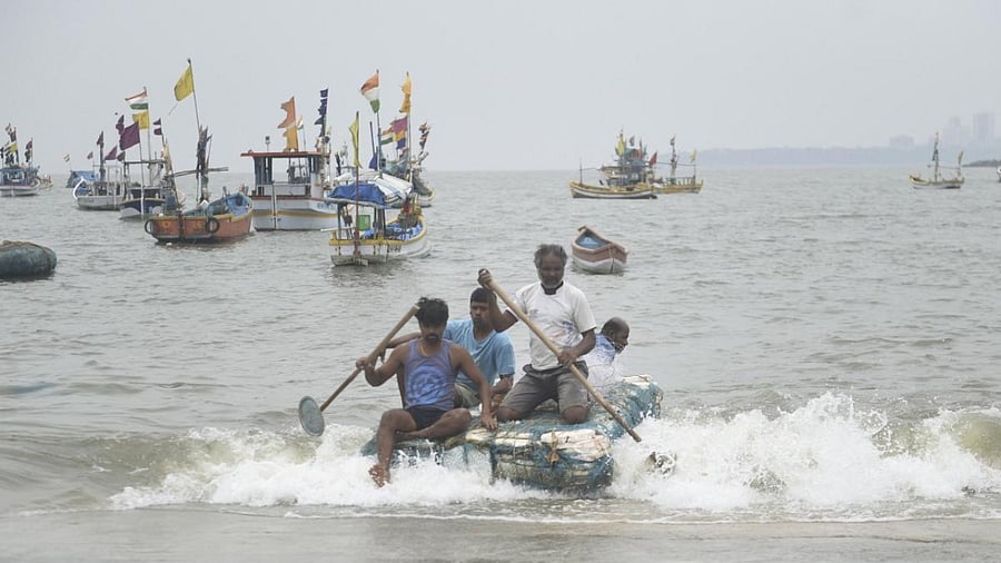 The ships deployed to extend assistance to the two barges were INS Kolkata, INS Kochi and INS Talwar. Credit: PTI Photo