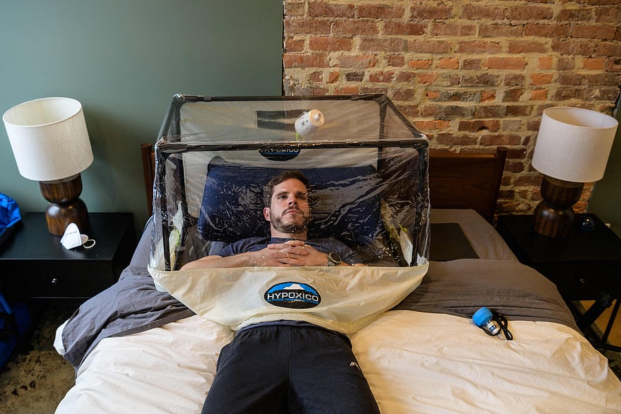 By spending time in a hypoxic tent, mountaineers also go through the arduous process without sacrificing their strength ahead of their Everest attempt. Credit: AFP Photo