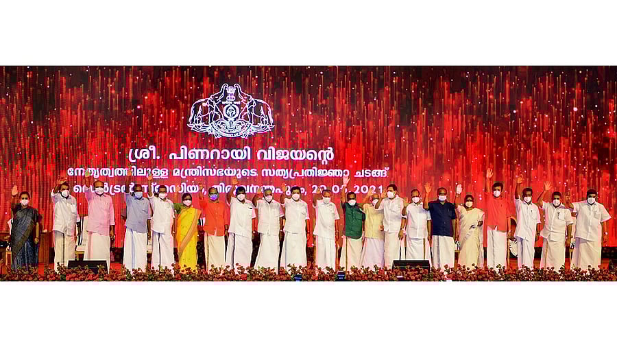 Historic swearing-in of the second Pinarayi Vijayan government. Credit: PTI Photo