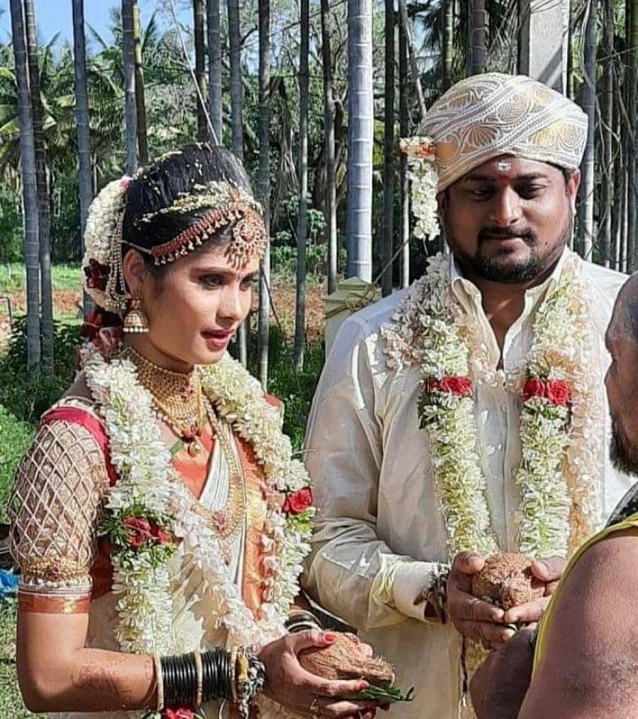 Pooja and Kiran during their wedding.