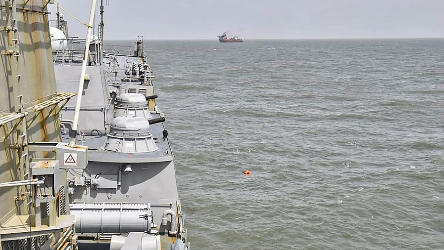 Rescue operations following the sinking of the barge off the coast of Mumbai. Credit: PTI Photo
