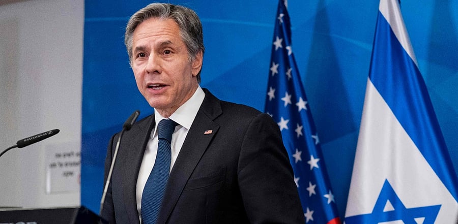 Blinken speaks during a joint press conference with Israel's prime minister in Jerusalem. Credit: AFP Photo