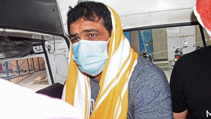 Olympic medallist wrestler Sushil Kumar in police custody. Credit: AFP Photo