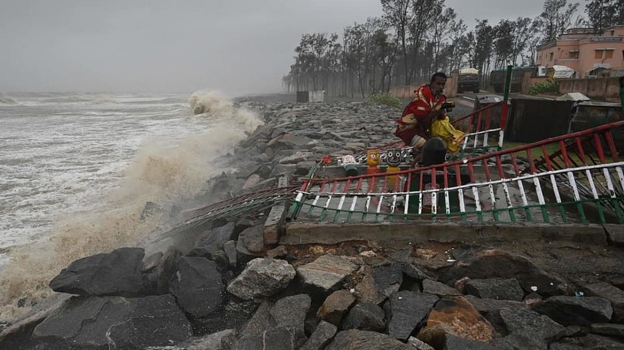 Saline water entered into around 125 villages due to storm surge as an impact of the cyclone Yaas which made landfall near Dhamra in Bhadrak district. Credit: AFP Photo
