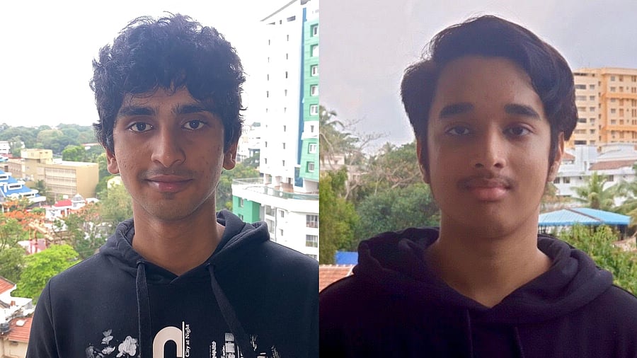 Class 12 students Adhivk Hegde (L) and Amol Mendonca designed a user-friendly Covid-19 website for Dakshina Kannada district. Credit: DH Photos