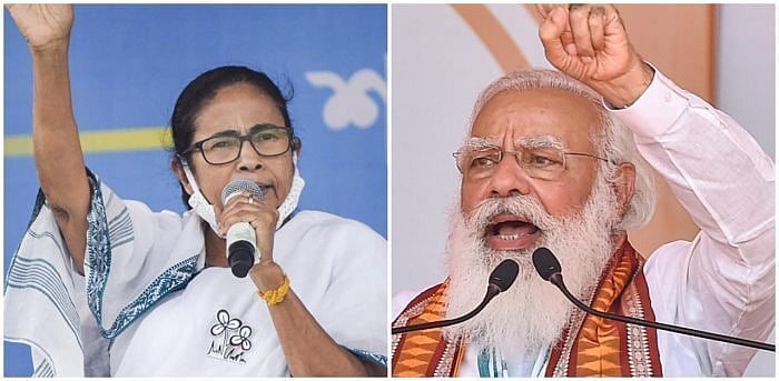 West Bengal Chief Minister Mamata Banerjee, Prime Minister Narendra Modi. Credit: DH Collage
