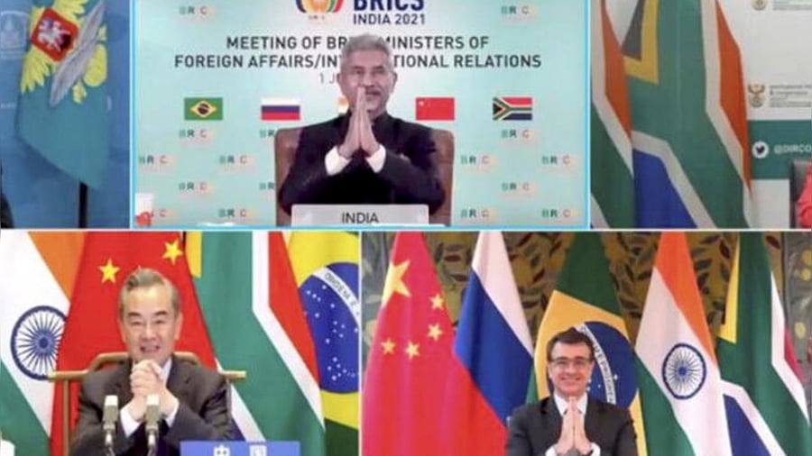 External Affairs Minister S Jaishankar at BRICS 2021 Foreign Ministers' meeting. Credit: PTI Photo