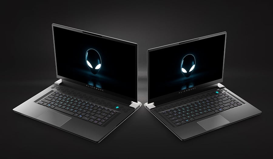 The new line of Alienware X17 and X15 series laptops. Credit: Dell