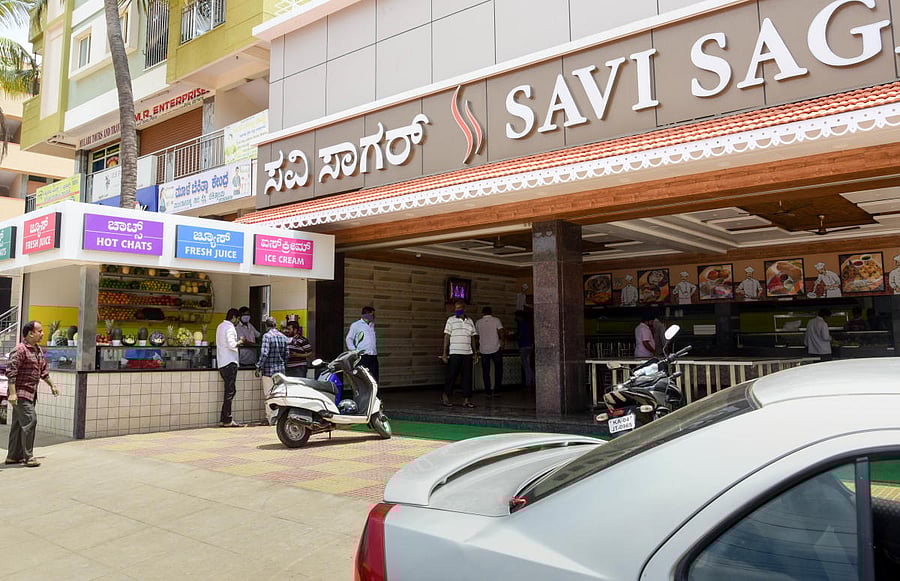 An Udupi-style restaurant in Nagasandra. In the CBD, property tax on a 10,000 sq ft space comes to about Rs 7 lakh a year, say business insiders. DH Photo by B H Shivakumar.