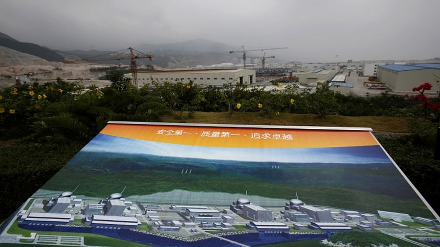 An artist impression of Taishan Nuclear Power Plant is displayed on a viewing platform overlooking the construction site in Taishan, China. Credit: Reuters Photo