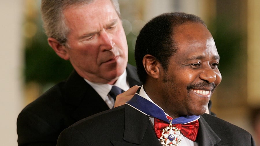 Paul Rusesabagina (L). Credit: AP/PTI Photo