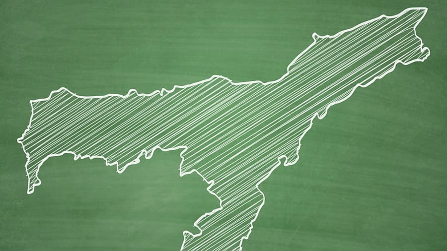 Assam map on chalkboard. Credit: iStock Photo