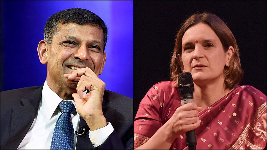 Former Reserve Bank of India (RBI) Governor Raghuram Rajan and Nobel laureate Esther Duflo. Credit: PTI/ DH Photo