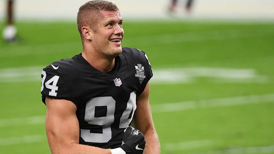 Las Vegas Raiders defensive end Carl Nassib. Credit: AFP Photo