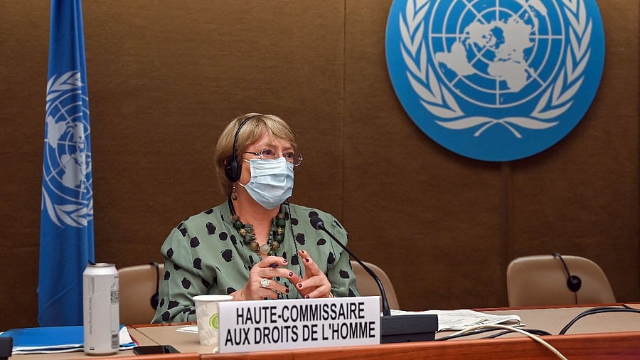 United Nations High Commissioner for Human Rights Michelle Bachelet looks on after delivering a speech on global human rights developments during a session of the Human Rights Council. Credit: AFP Photo