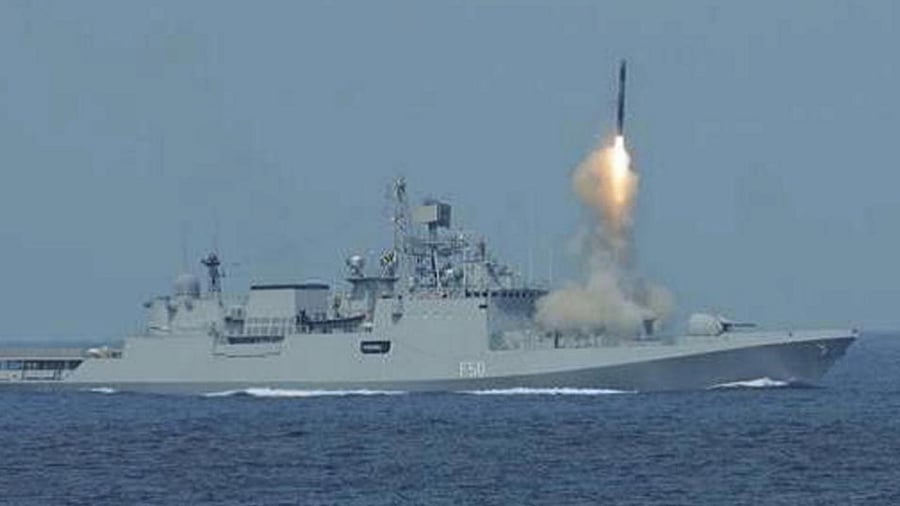 A view of INS Kochi ahead of a Passage Exercise with US Navy Carrier Strike Group Ronald Reagan during its transit through Indian Ocean Region on June 23 & 24. Credit: PTI Photo