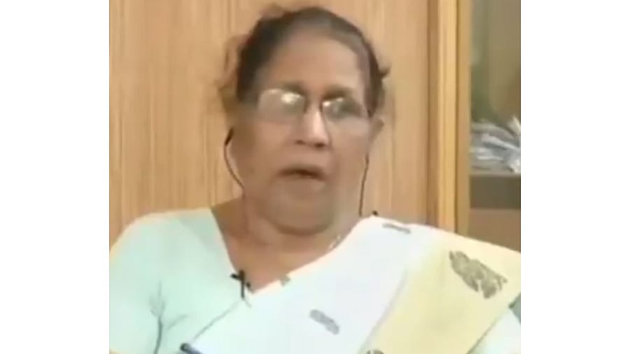 Kerala Women's Commission chairperson and CPM leader M C Josephine. Credit: Twitter Photo/@Rockumon