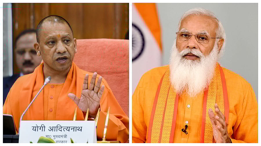 UP CM Yogi Adityanath and PM Modi. Credit: PTI and AFP Photo