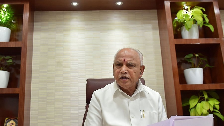Yediyurappa held discussions with Sanyukta Samaddar, Advisor to NITI Aayog and other officials. Credit: PTI Photo