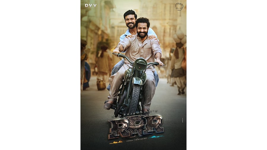 The new poster of 'RRR'. Credit: Twitter/@RRRMovie