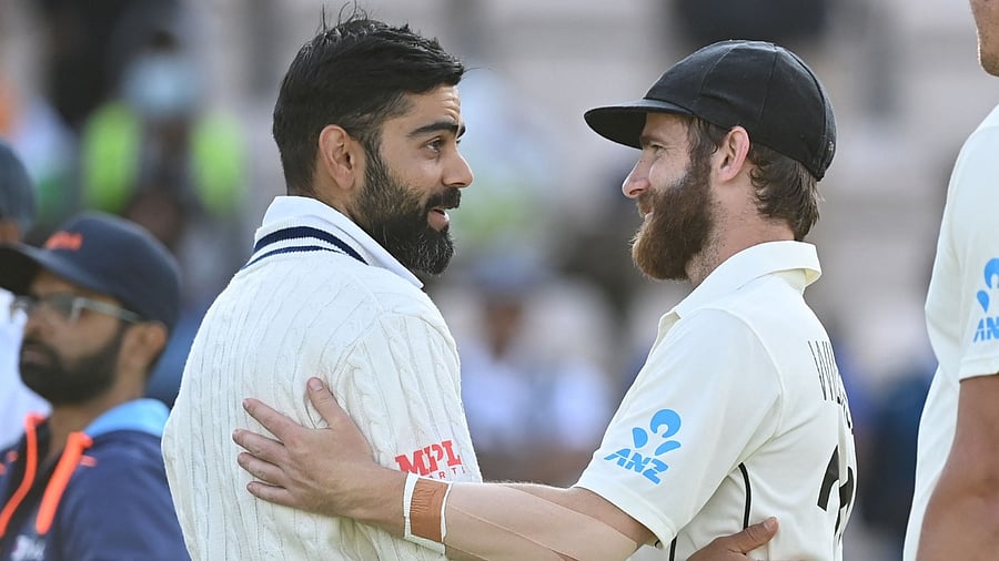 India skipper Virat Kohli and New Zealand captain Kane Williamson. Credit: AFP File Photo