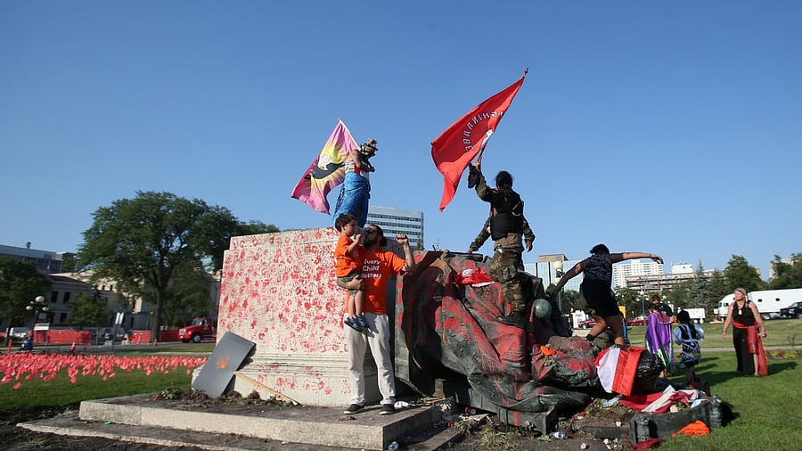 The action took place on Canada Day on Thursday, when traditionally celebrations take place across the country. Credit: Reuters Photo
