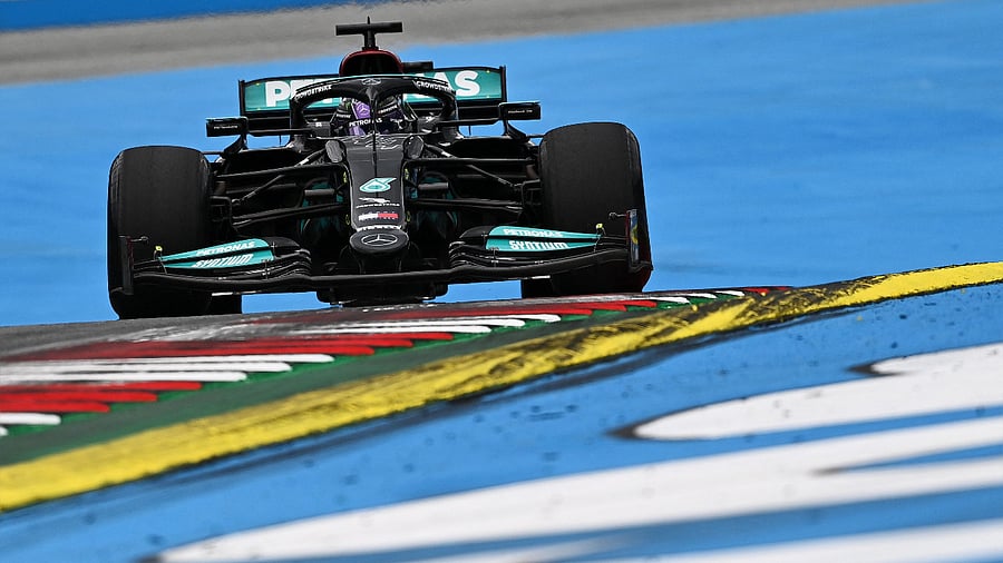 Mercedes' British driver Lewis Hamilton drives during the first practice session at the Red Bull Ring race track in Spielberg, Austria. Credit: AFP Photo