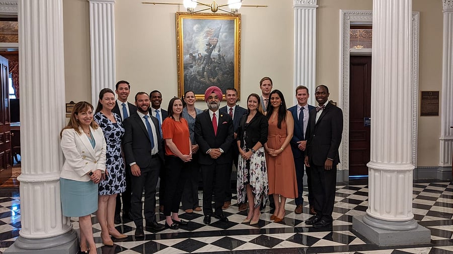 Sandhu was the first one to be invited under the Biden administration to this interaction. Credit: Twitter/@SandhuTaranjitS