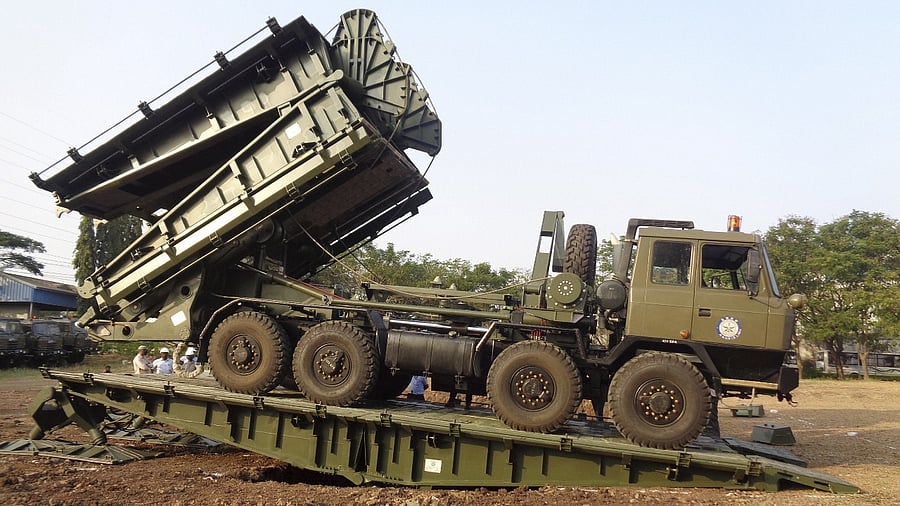 First production lot of 12 Short Span Bridging System (SSBS)-10 m, designed and developed by Defence Research and Development Organisation (DRDO), has been inducted into Indian Army, in the presence of Chief of the Army Staff General MM Naravane (unseen) during a ceremony held at Cariappa Parade Ground in New Delhi. Credit: PTI Photo/DRDO