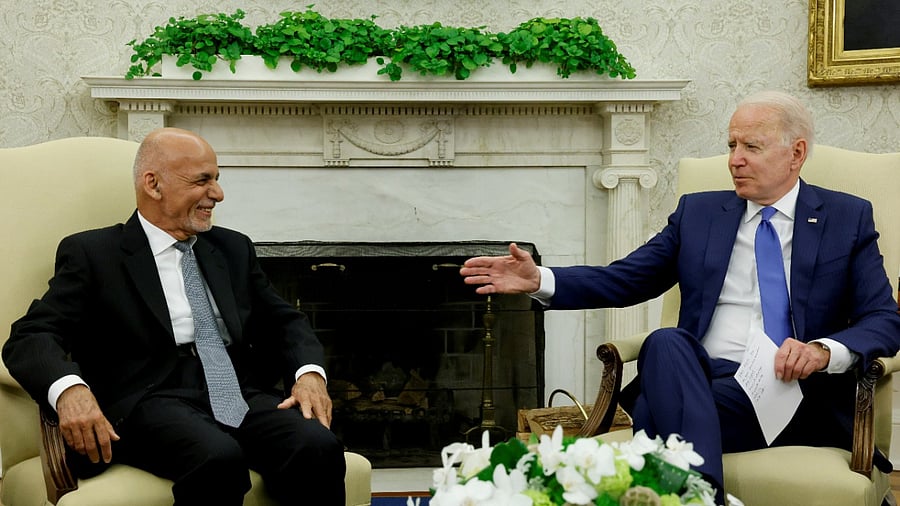US President Joe Biden meets with Afghan President Ashraf Ghani at the White House. Credit: Reuters Photo