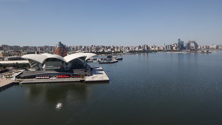 A general view shows an embankment of the Caspian Sea in Baku, Azerbaijan June 14, 2021. Credit: Reuters File Photo