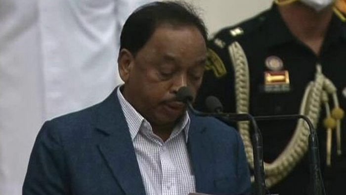 Minister of Micro, Small and Medium Enterprises Narayan Tatu Rane. Credit: Screengrab from live stream