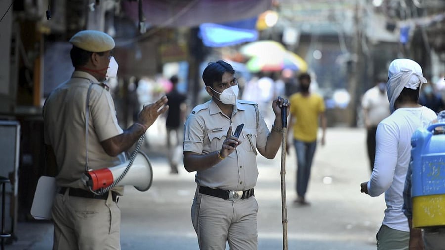 A view of Gaffar Market to remain closed for 48 hours for flouting Covid norms in New Delhi. Credit: PTI Photo