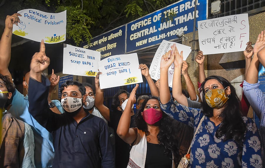 The Delhi High Court granted bail to three student-activists Devangana Kalita, Natasha Narwal and Asif Iqbal Tanha in Delhi riots case. Credit: PTI Photo