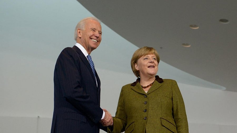President Joe Biden and German Chancellor Angela Merkel in 2013. Credit: AFP Photo
