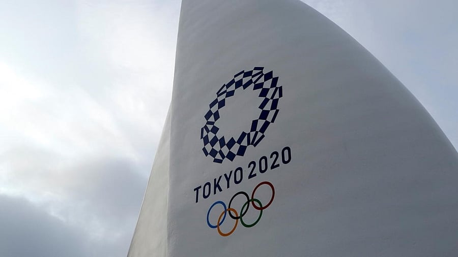 Tokyo 2020 Olympic Games monument is pictured near Enoshima Yacht Harbour in Fujisawa. Credit: Reuters Photo