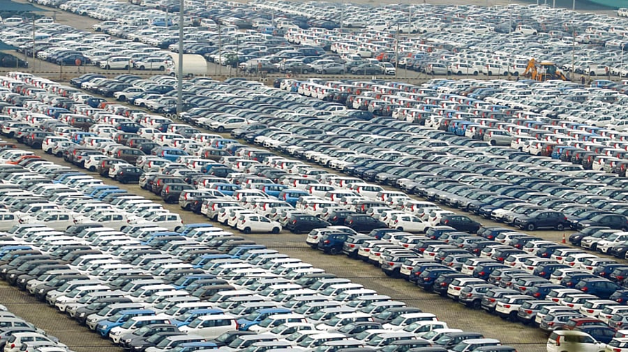 New cars parked at a Maruti Suzuki facility. Credit: PTI File Photo