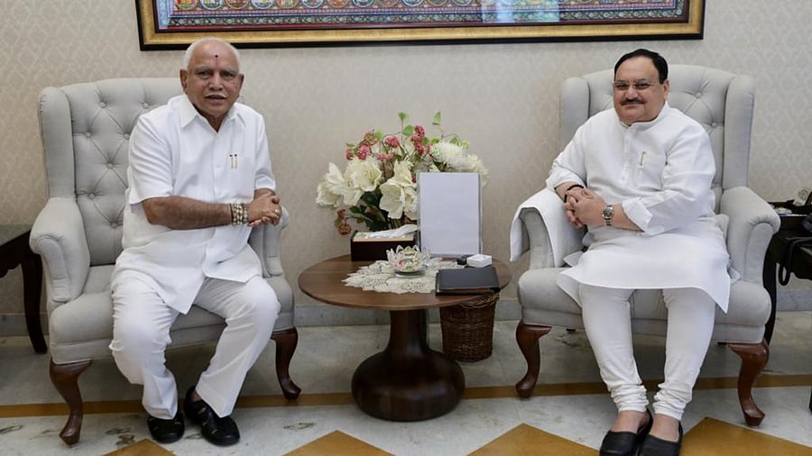 Karnataka Chief Minister B S Yediyurappa and BJP president J Nadda. Credit: CMO