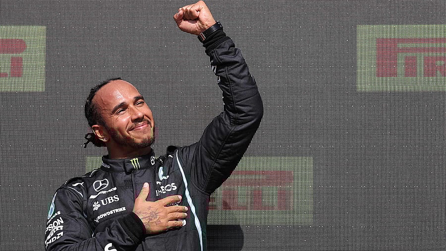 His win came despite a 10-second penalty for a controversial first lap collision that sent Red Bull rival Max Verstappen crashing out of the race. Credit: AFP Photo