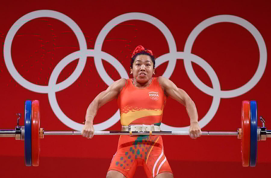 Mirabai Chanu Saikhom of India in action. Credit: Reuters Photo