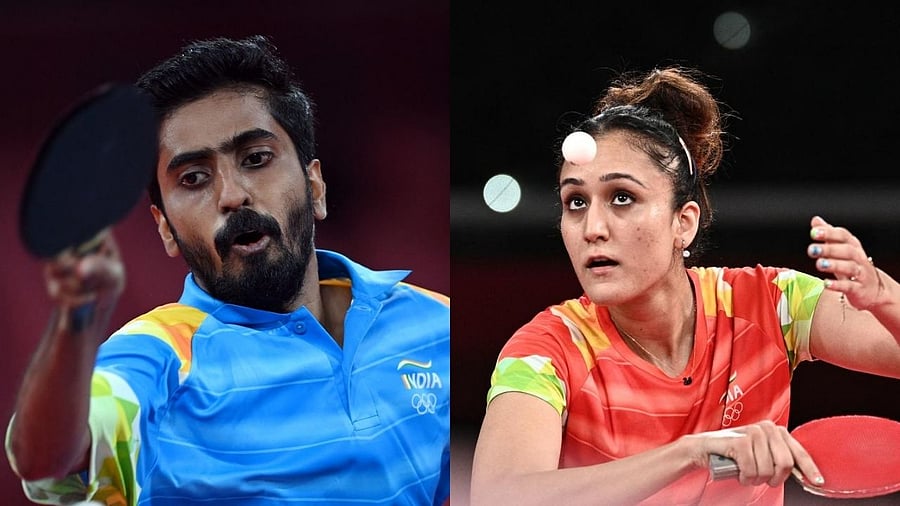 Sathiyan Gnanasekaran and Manika Batra. Credit: AFP Photos