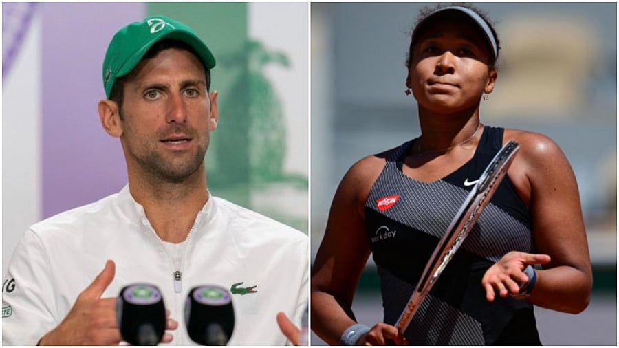 Novak Djokovic and Naomi Osaka. Credit: AP/AFP Photo