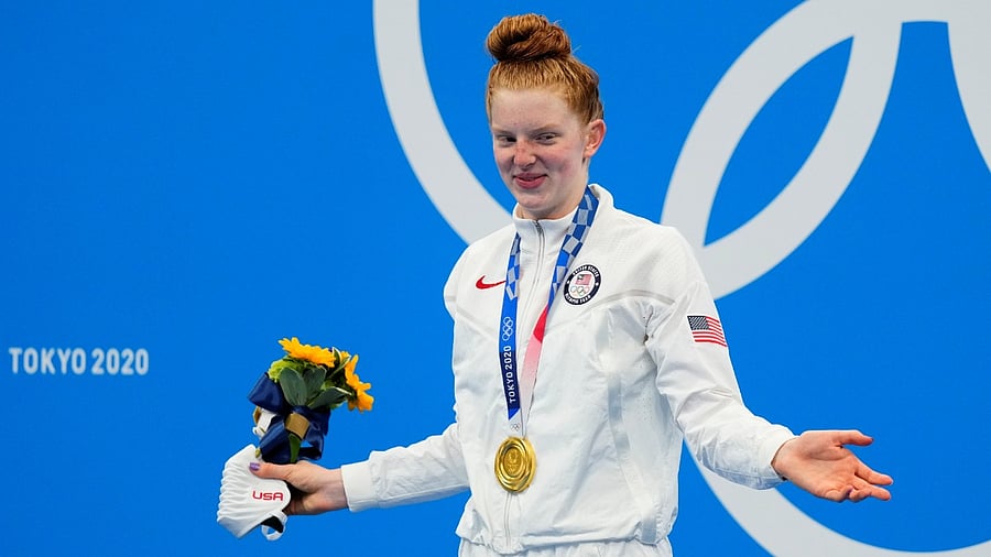 Seventeen-year-old high schooler Lydia Jacoby gave the United States a victory in the women’s 100-meter breaststroke. Credit: Reuters Photo