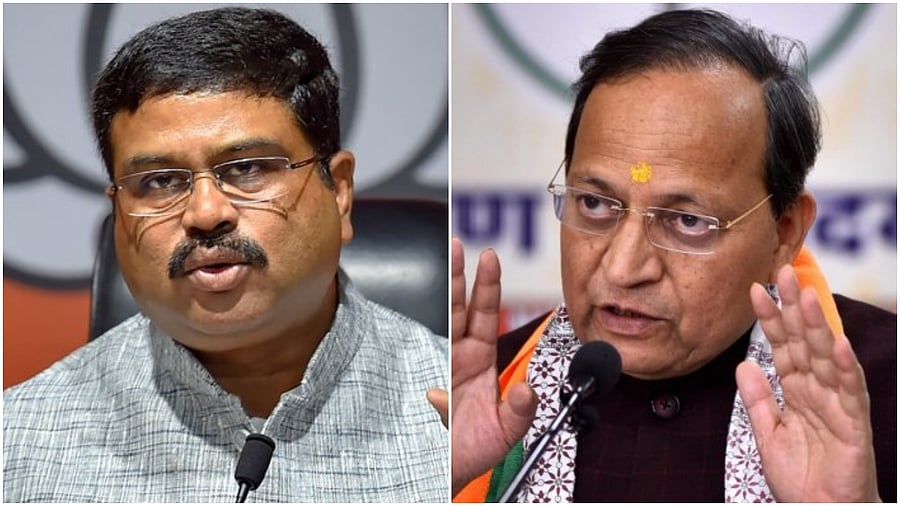 Dharmendra Pradhan and Arun Singh. Credit: PTI Photos