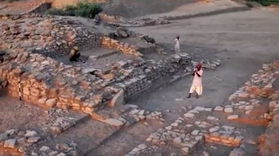 Dholavira, a Harappan-era metropolis, in Gujarat. Credit: Twitter Screengrab/@kishanreddybjp