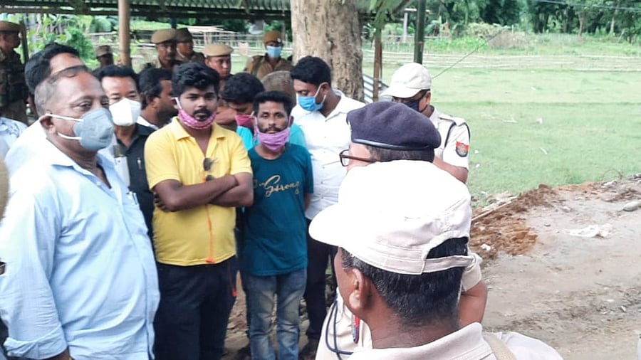 Assam minister Parimal Suklabaidya visiting Lailapur in Cachar district on Wednesday. Photo Credit: Assam government