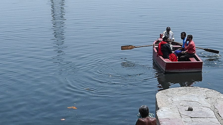 The river is in spate because of rains in Delhi and the upper catchment areas. Credit: AFP Photo