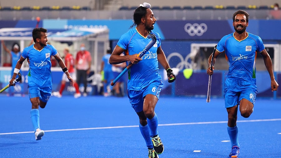 India scored three field goals through Dilpreet Singh (7th minute), Gurjant Singh (16th) and Hardik Singh (57th) to seal the win for the eight-time Olympic champions. Credit: Reuters Photo