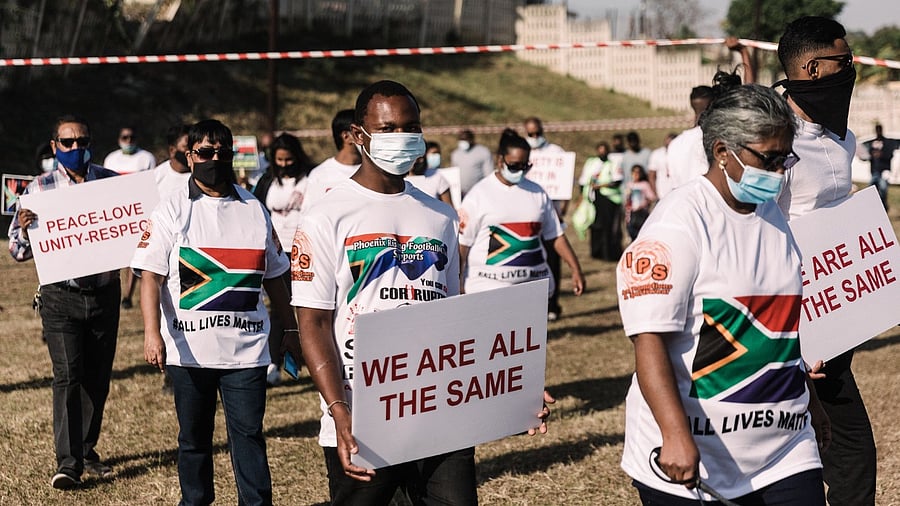 Residents of the township of Phoenix, north of Durban hold a #ALL Lives Matter peacefull protest rally. Credit: AFP Photo