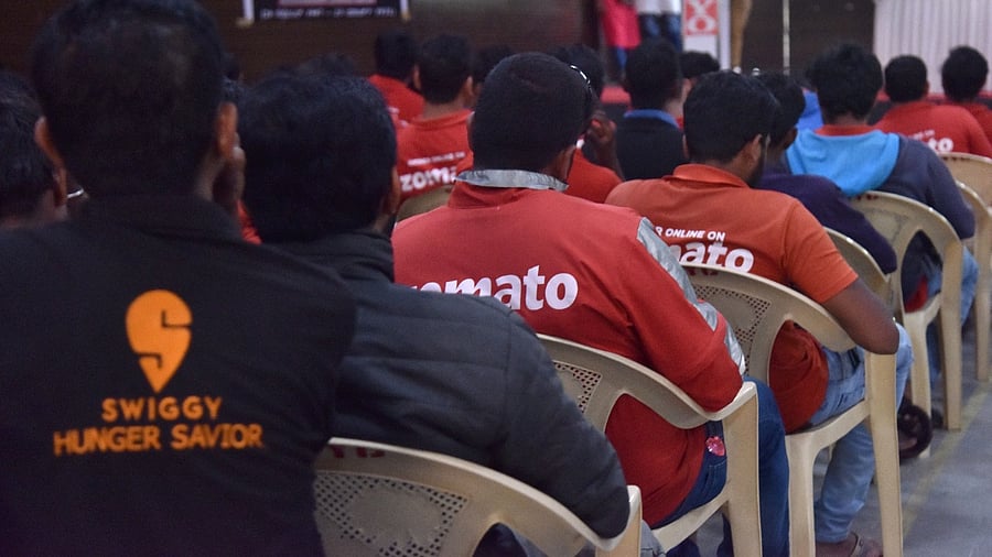 Food delivery executives have moved their protests against reduced pay and incentives online. Credit: DH File Photo